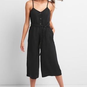 Gap S Cropped linen jumpsuit wide leg